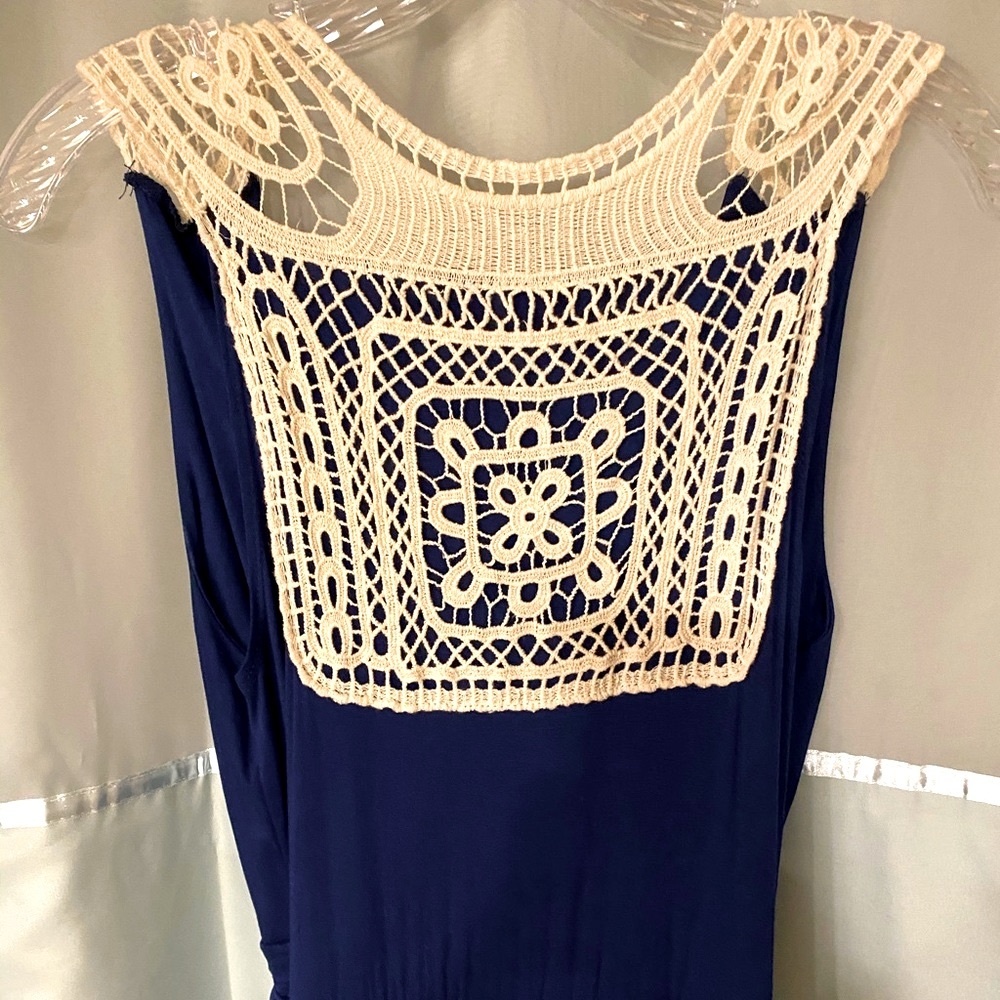 Blue Crochet Maxi Dress (Large)